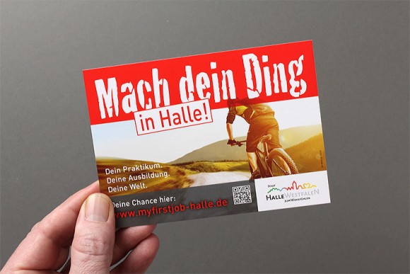 Werbekarte Stadt Halle Stellenbo  rse