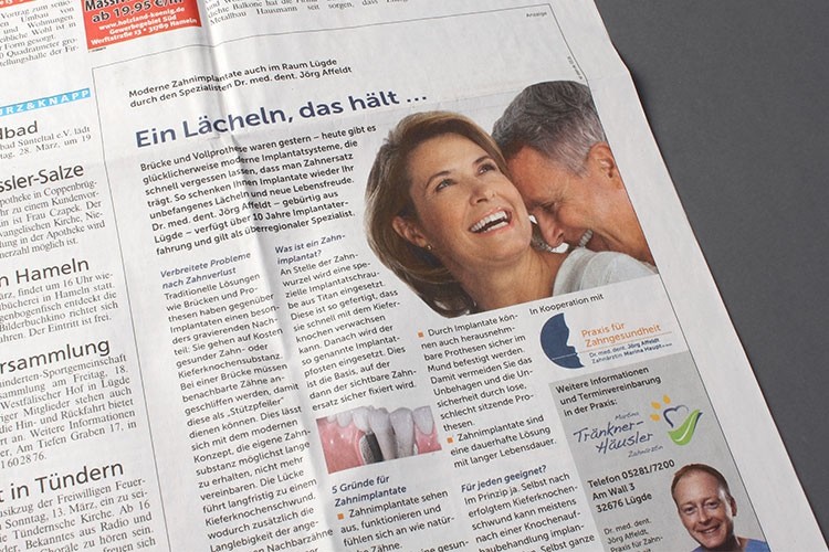 PR-Artikel Tageszeitung Zahnarzt